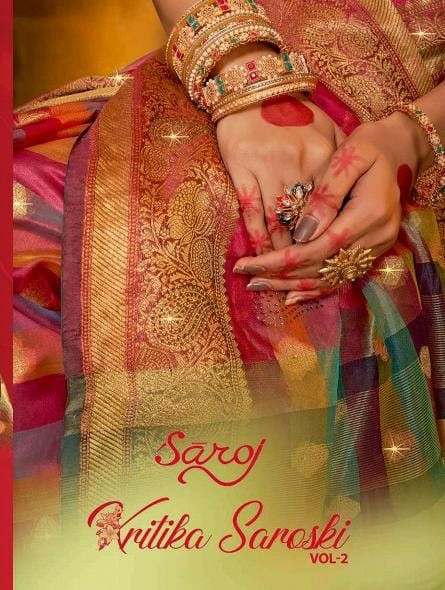 Saroj Kritika Saroski Vol-2 Wholesale Soft Organza With Saroski Work Sarees