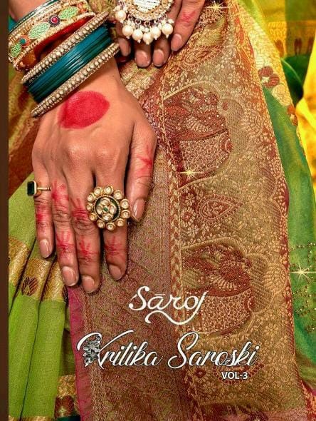 Saroj Kritika Saroski Vol-3 Wholesale Soft Organza With Saroski Work Sarees