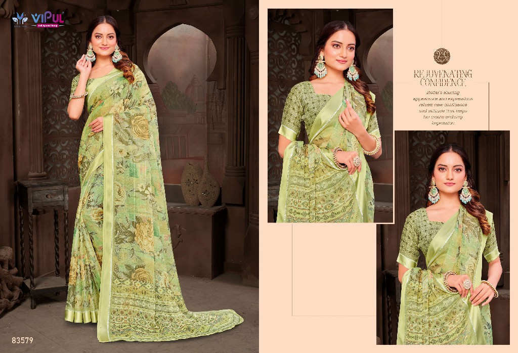 Vipul Aditi Plus Wholesale Moss Fabrics Ethnic Sarees Catalog