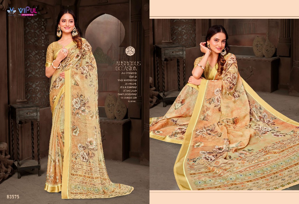 Vipul Aditi Plus Wholesale Moss Fabrics Ethnic Sarees Catalog