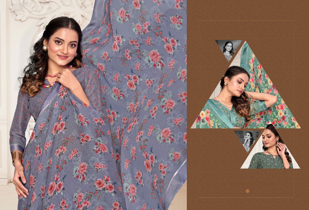 Vipul Aditi Vol-3 Wholesale Moss Fabrics Ethnic Sarees Catalog