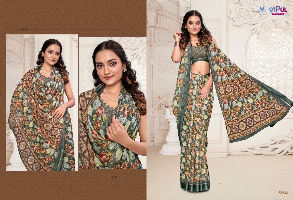 Vipul Aditi Vol-3 Wholesale Moss Fabrics Ethnic Sarees Catalog