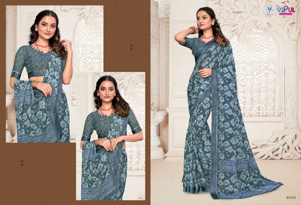 Vipul Aditi Vol-3 Wholesale Moss Fabrics Ethnic Sarees Catalog