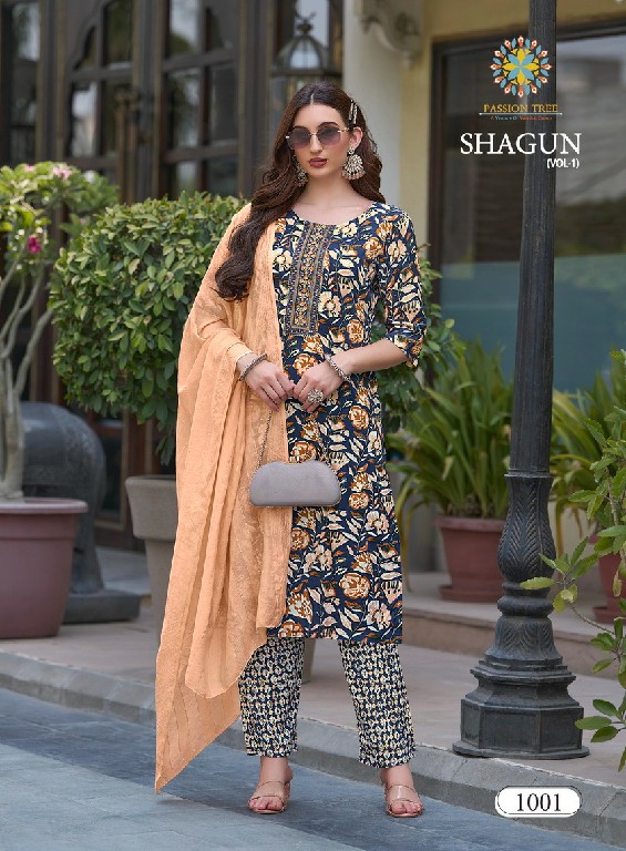 Passion Tree Shagun Vol-1 Wholesale Straight Kurti With Pant And Dupatta