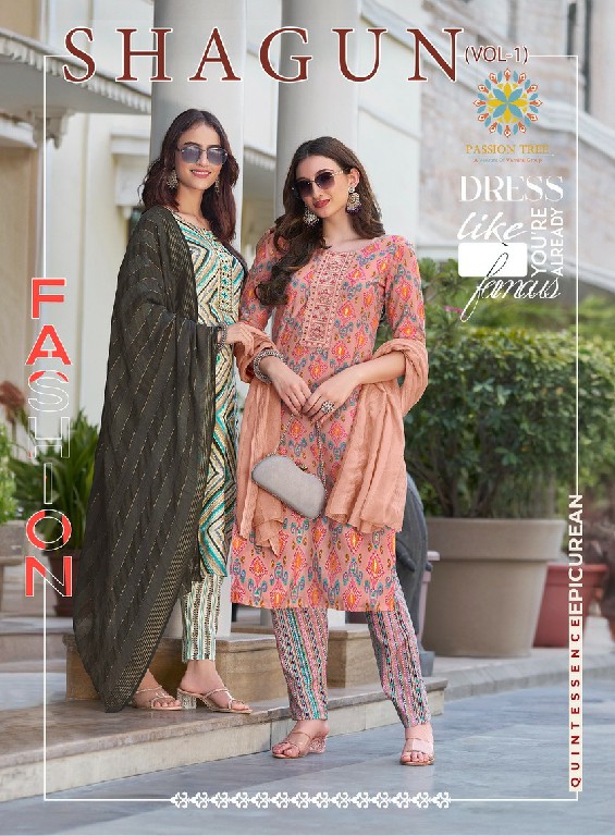 Passion Tree Shagun Vol-1 Wholesale Straight Kurti With Pant And Dupatta