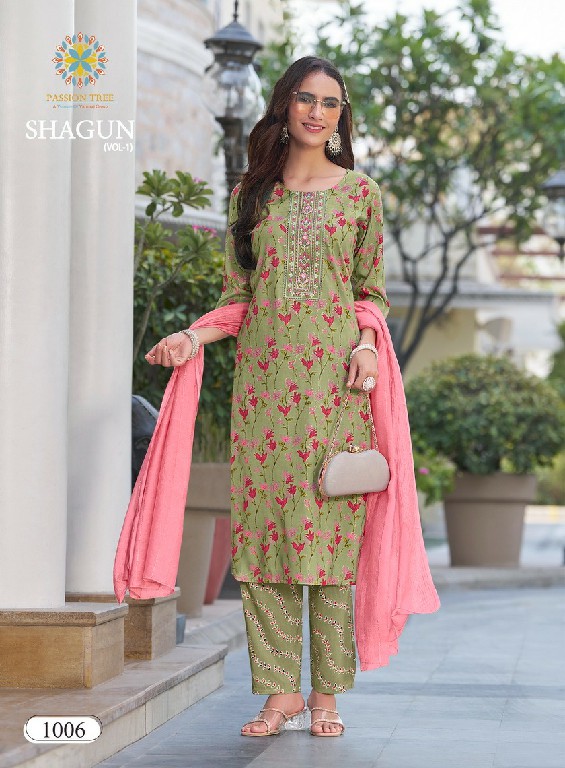 Passion Tree Shagun Vol-1 Wholesale Straight Kurti With Pant And Dupatta