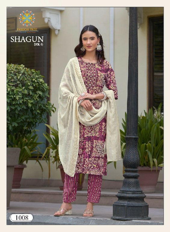 Passion Tree Shagun Vol-1 Wholesale Straight Kurti With Pant And Dupatta