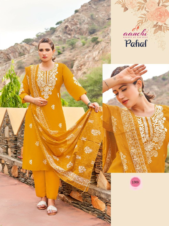 Aanchi Pahal Wholesale Roman Silk With Lining Kurti With Pant And Dupatta