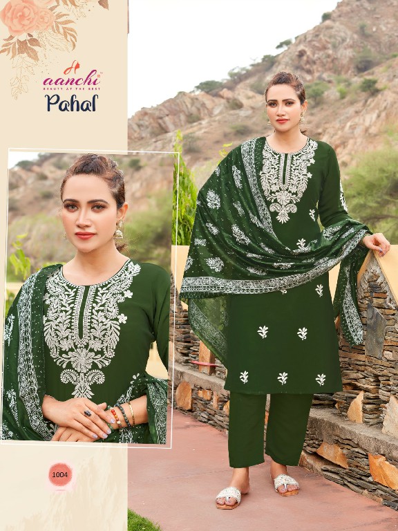 Aanchi Pahal Wholesale Roman Silk With Lining Kurti With Pant And Dupatta