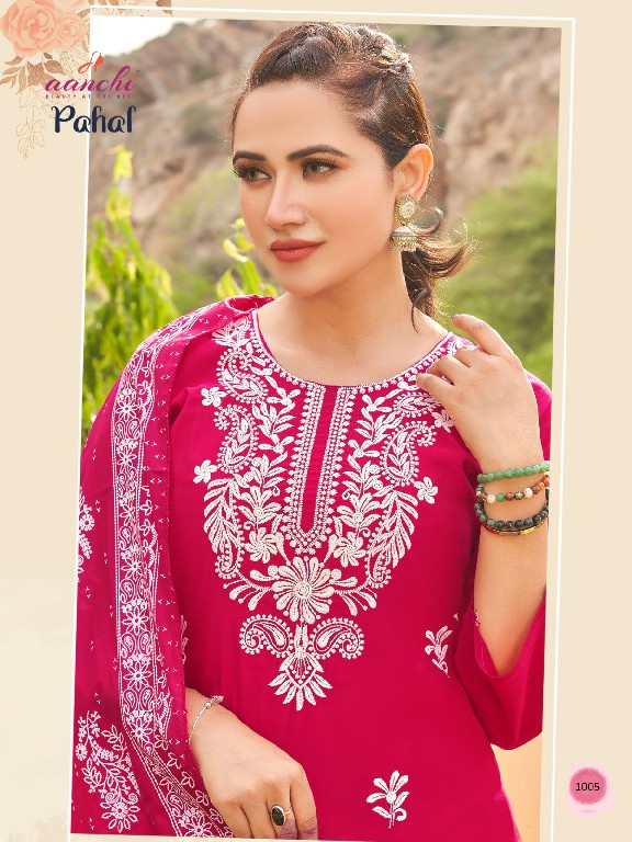 Aanchi Pahal Wholesale Roman Silk With Lining Kurti With Pant And Dupatta