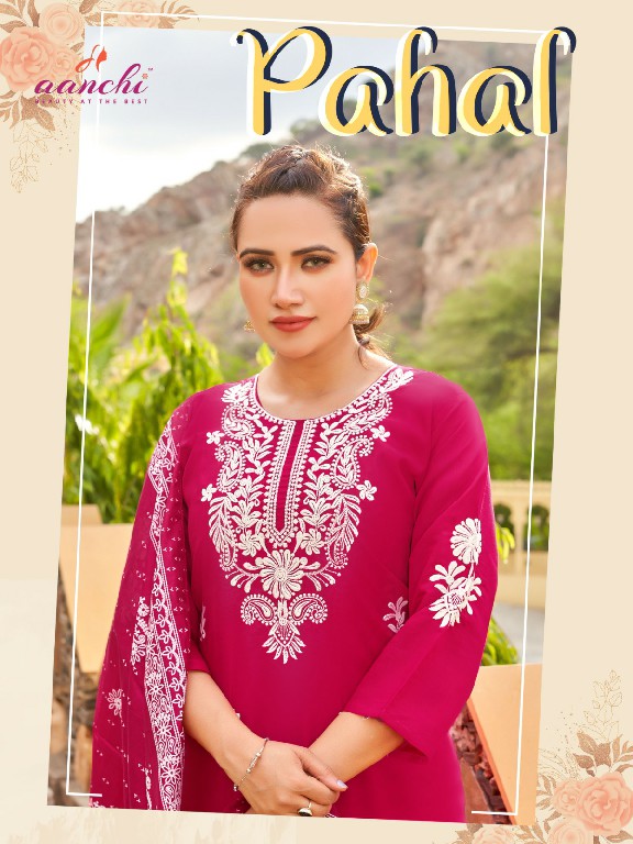 Aanchi Pahal Wholesale Roman Silk With Lining Kurti With Pant And Dupatta