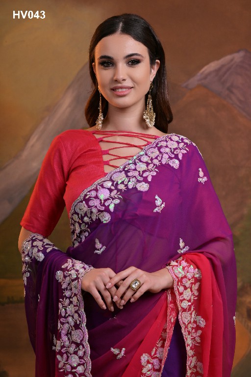 Fashion Berry Kajal Padding Wholesale Soft Georgette Party Wear Sarees