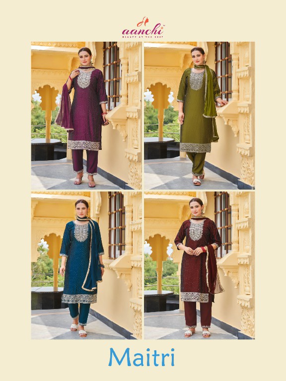 Aanchi Maitri Wholesale Rangila Silk Kurti With Pant And Dupatta