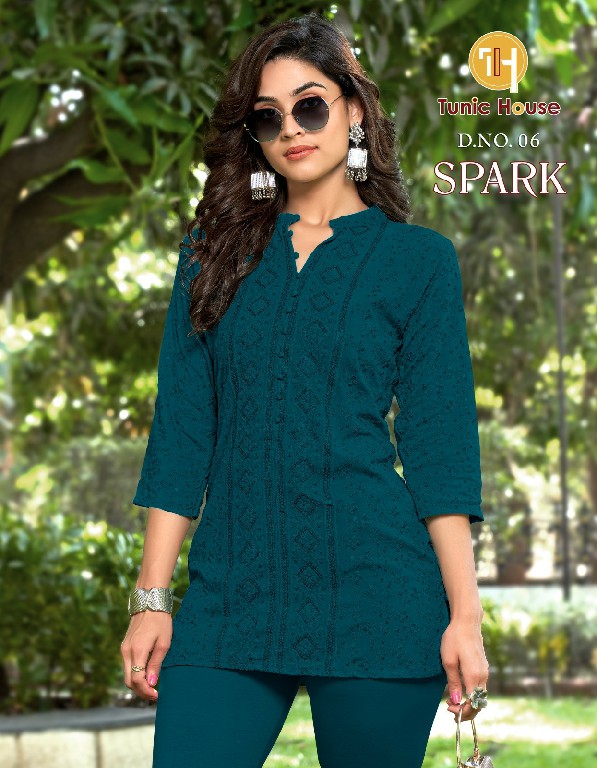 TUNIC HOUSE SPARK CHIKANKARI SHORT TOP COMBO SET