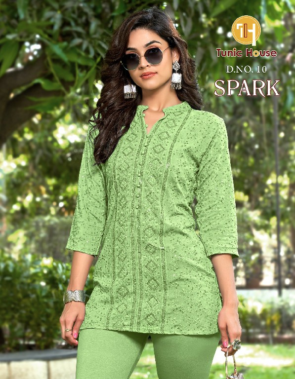 TUNIC HOUSE SPARK CHIKANKARI SHORT TOP COMBO SET