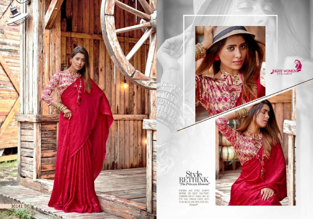 Right Women Calista Wholesale Two Tone Bright Full Swaroski Ethnic Sarees