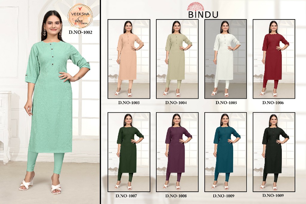 Veeksha Bindu Wholesale Straight With Pocket Combo Kurtis