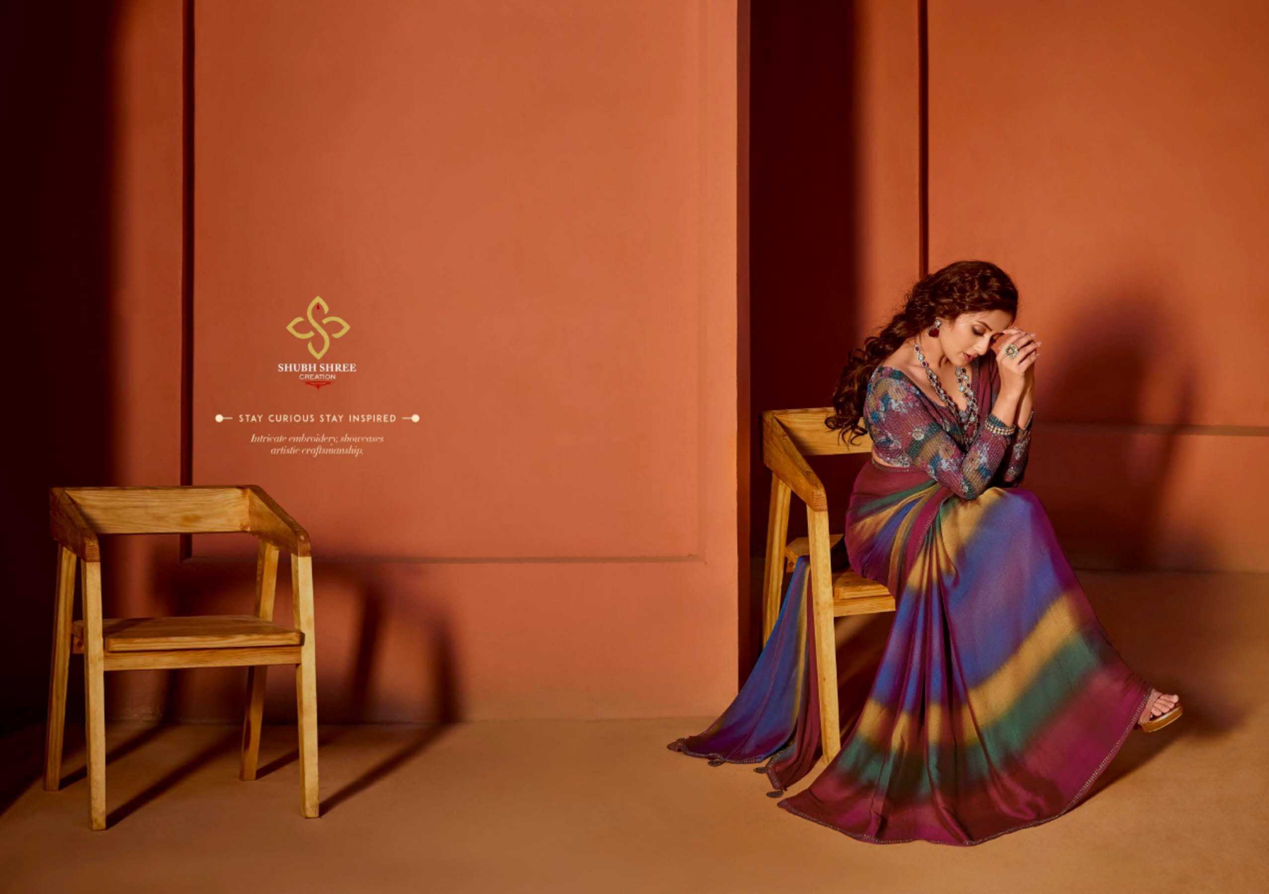 SHUBH SHREE CREATION OLIVA VOL 2 RAINBOW CHIFFON STYLISH WETLESS SAREE