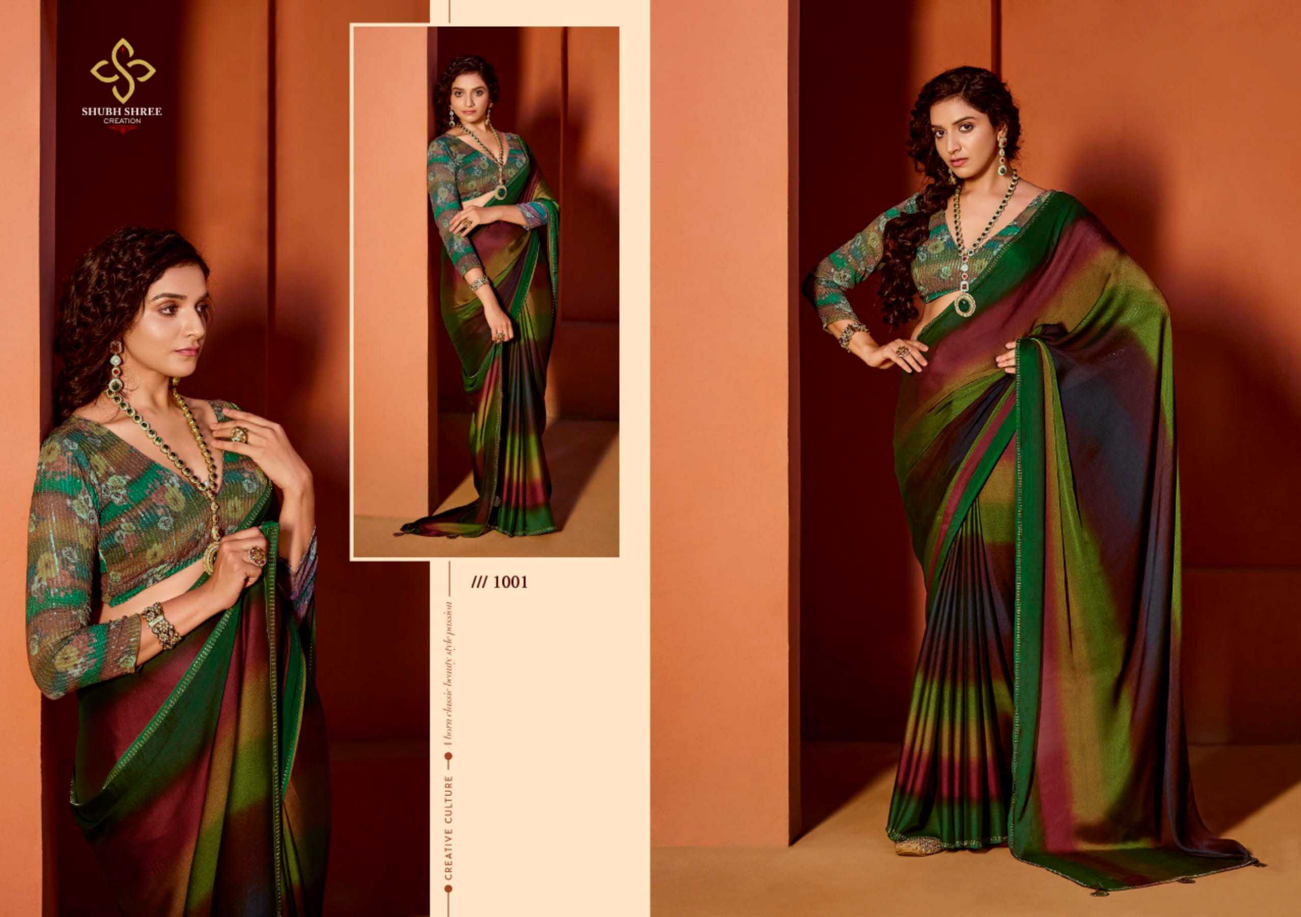 SHUBH SHREE CREATION OLIVA VOL 2 RAINBOW CHIFFON STYLISH WETLESS SAREE