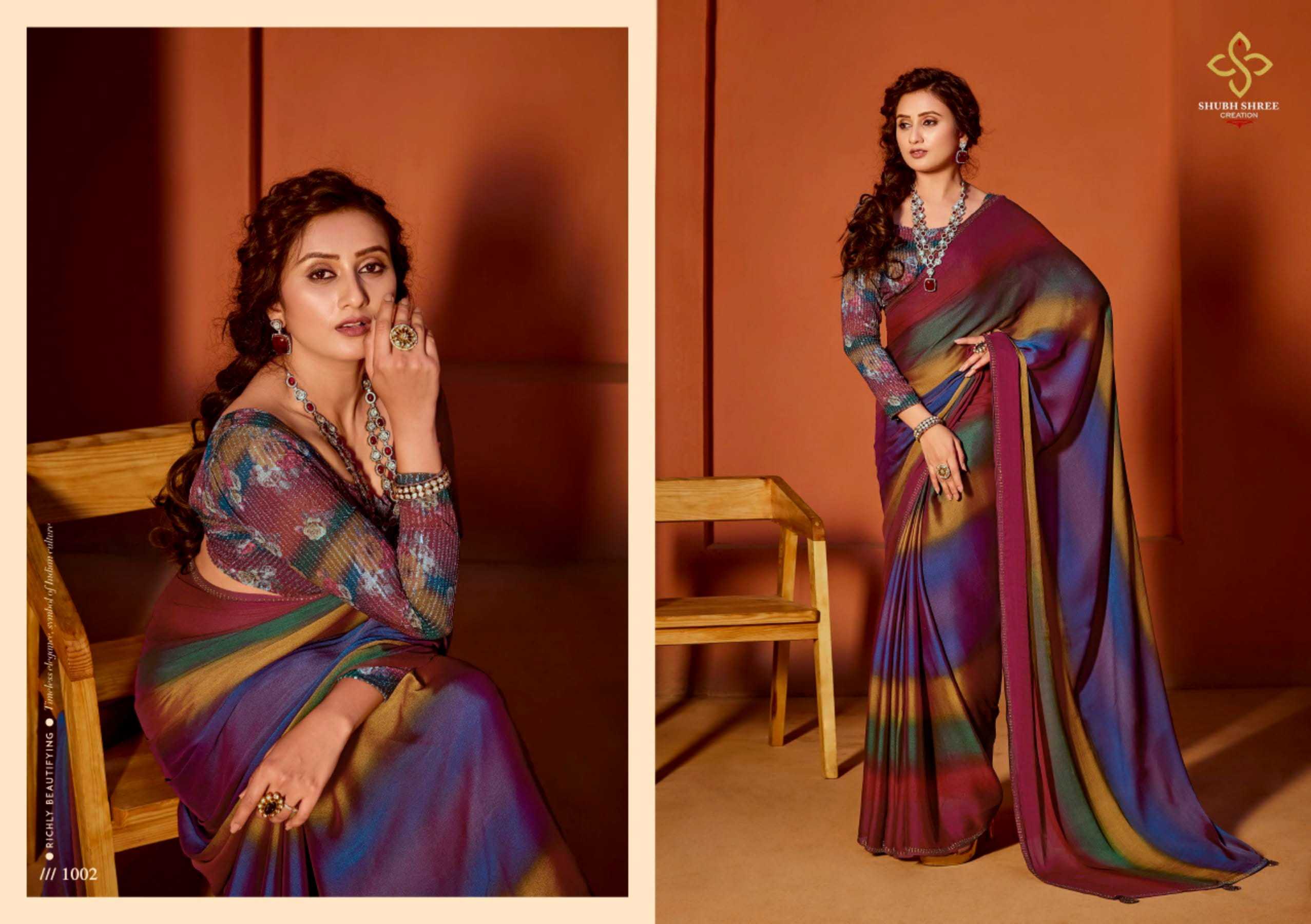 SHUBH SHREE CREATION OLIVA VOL 2 RAINBOW CHIFFON STYLISH WETLESS SAREE