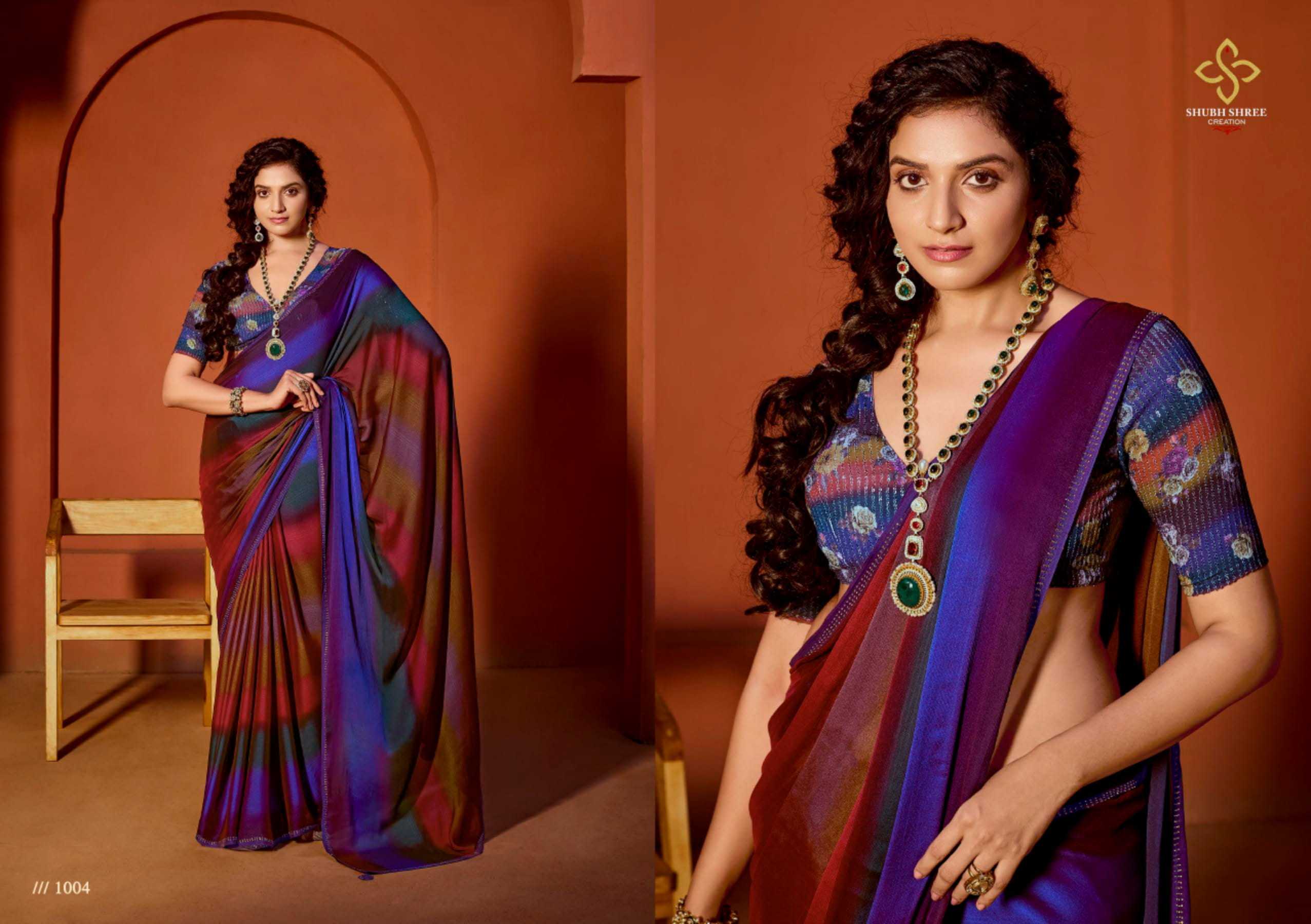 SHUBH SHREE CREATION OLIVA VOL 2 RAINBOW CHIFFON STYLISH WETLESS SAREE