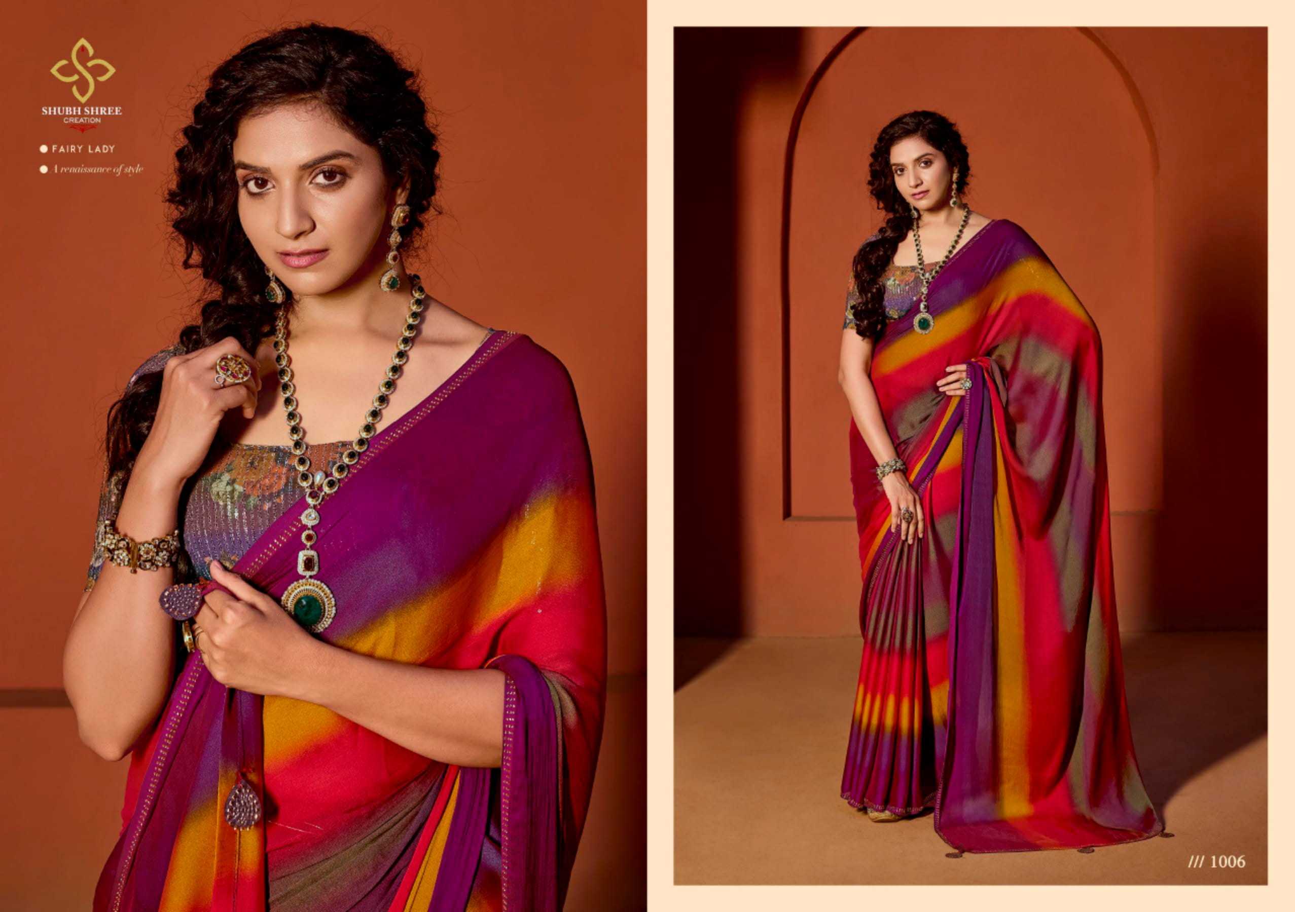 SHUBH SHREE CREATION OLIVA VOL 2 RAINBOW CHIFFON STYLISH WETLESS SAREE