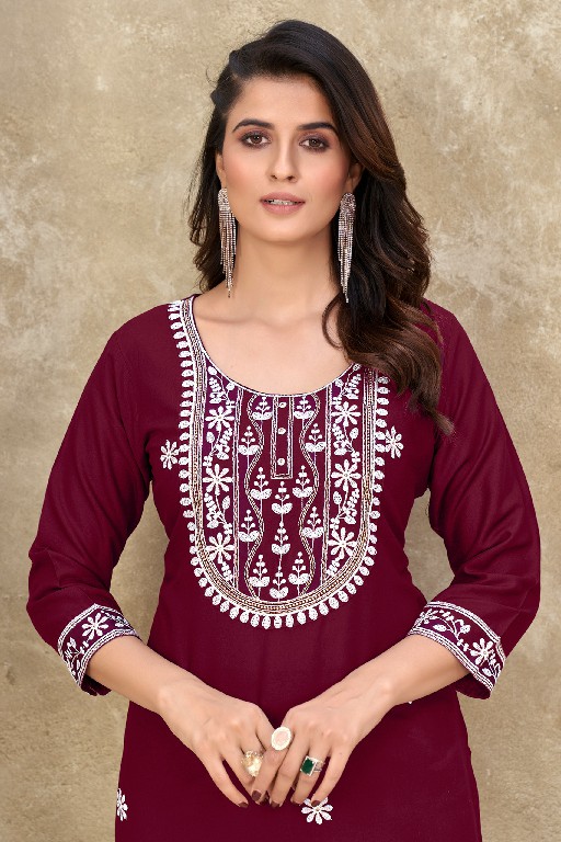 BANWERY KALYANI LAUNCH RAYON WHITE COTTON EMBROIDERY FULL STITCH BIG SIZE STRAIGHT KURTI