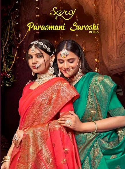 Saroj Parasmani Saroski Vol-6 Wholesale Soft Silk With Swaroski Work Sarees