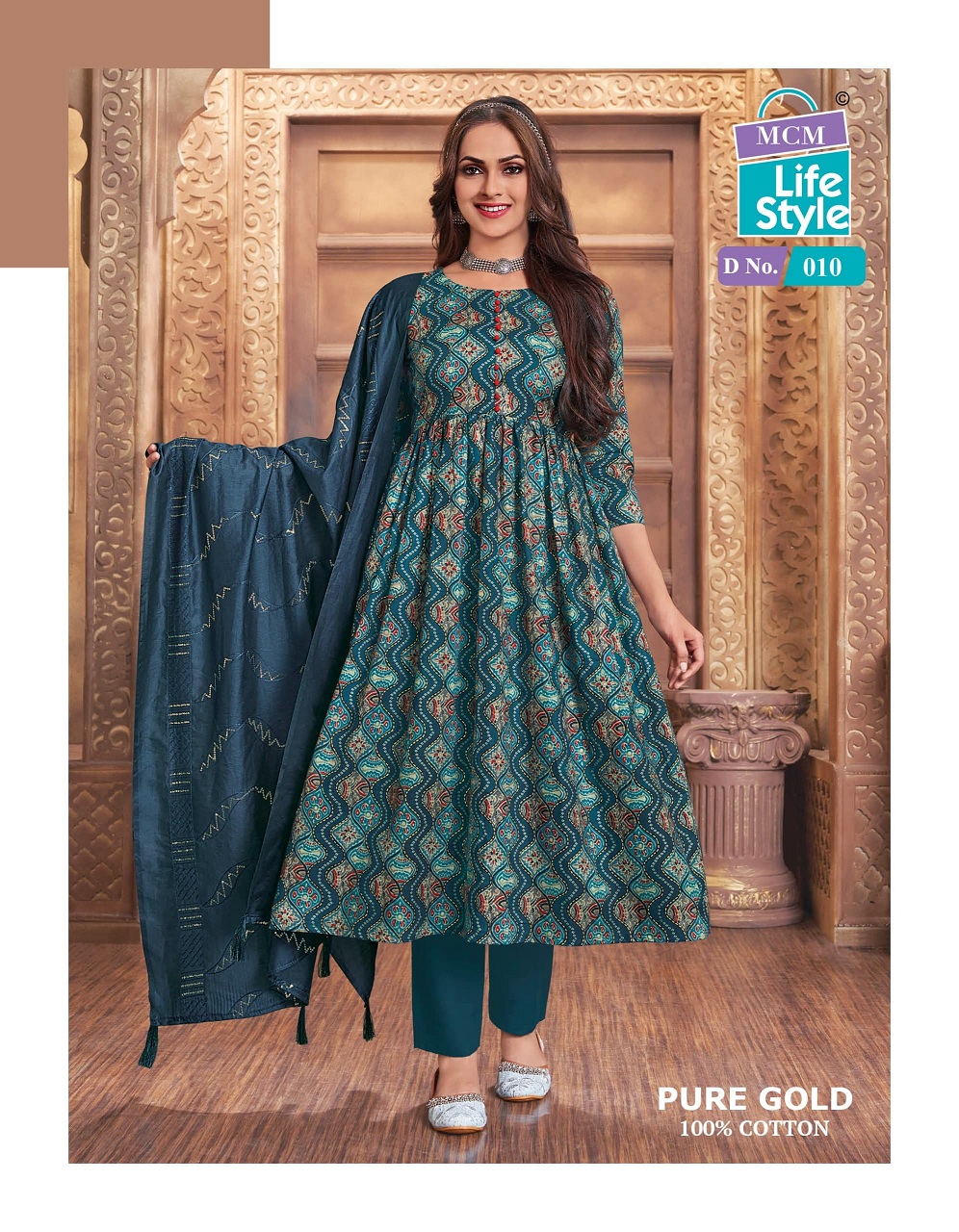 MCM Pure Gold Vol-1 Wholesale Anarkali Kurtis With Pant And Dupatta