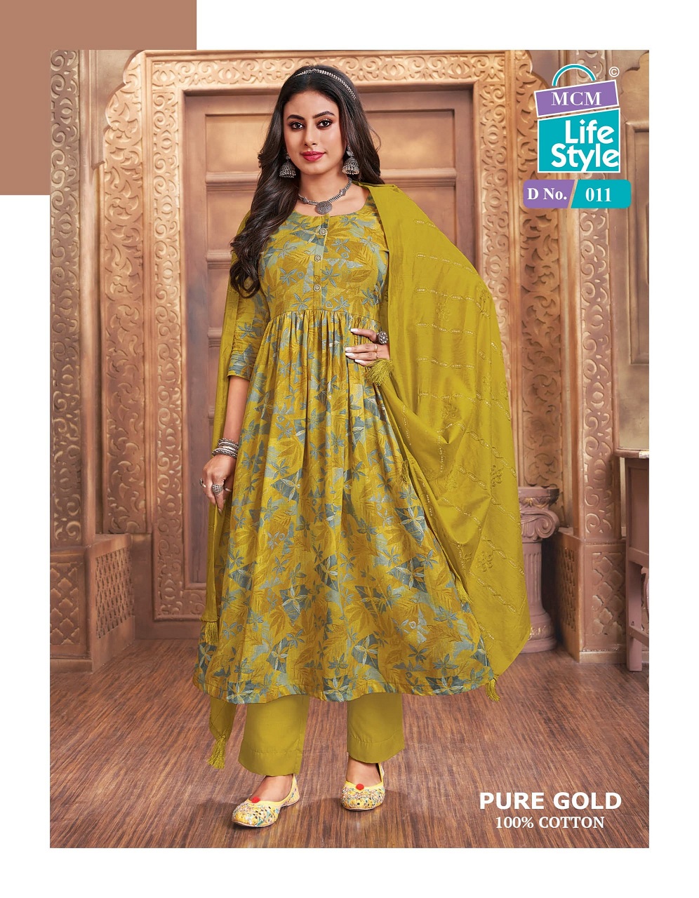 MCM Pure Gold Vol-1 Wholesale Anarkali Kurtis With Pant And Dupatta