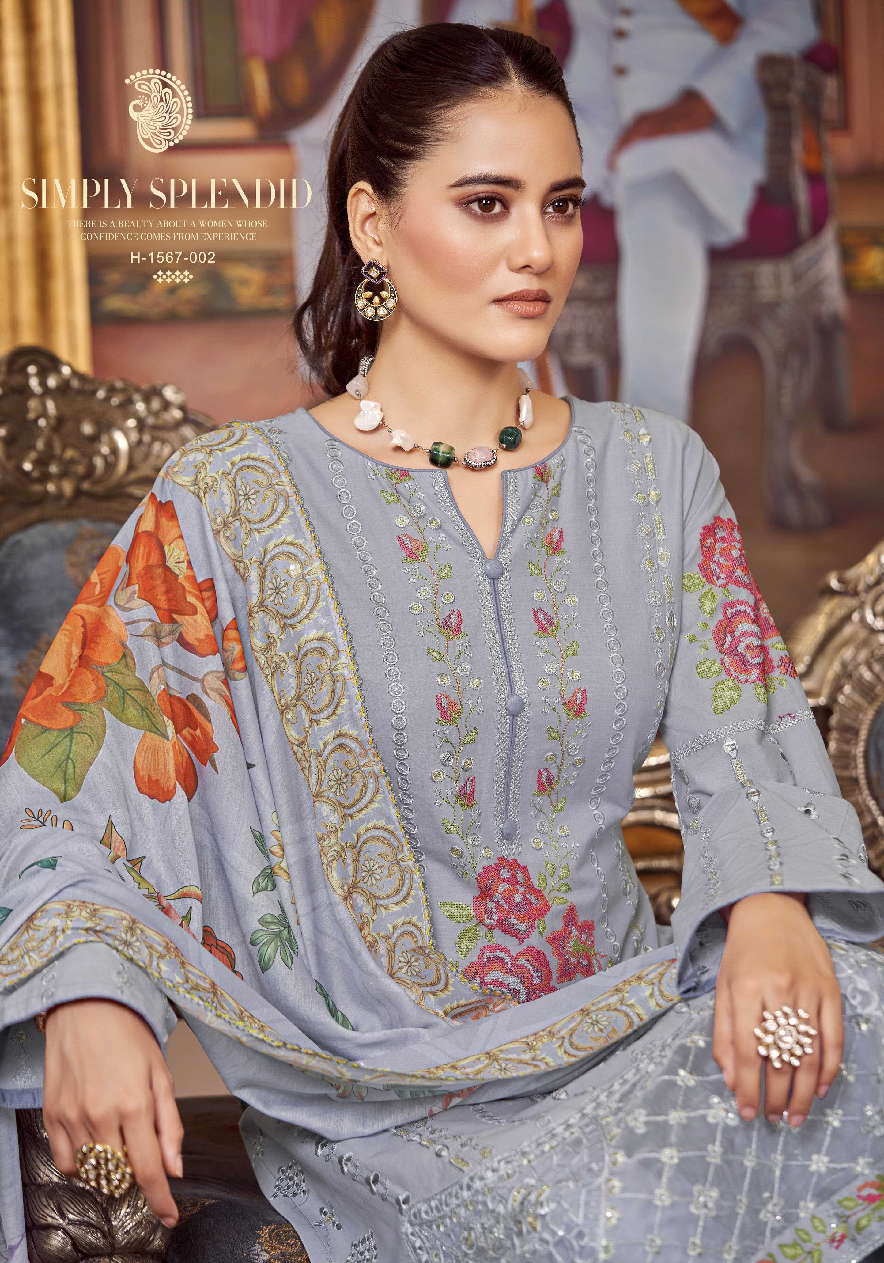 TABEER BY ALOK VISCOSE LAWN PAKISTANI EMBROIDERY WORK DRESS MATERIAL