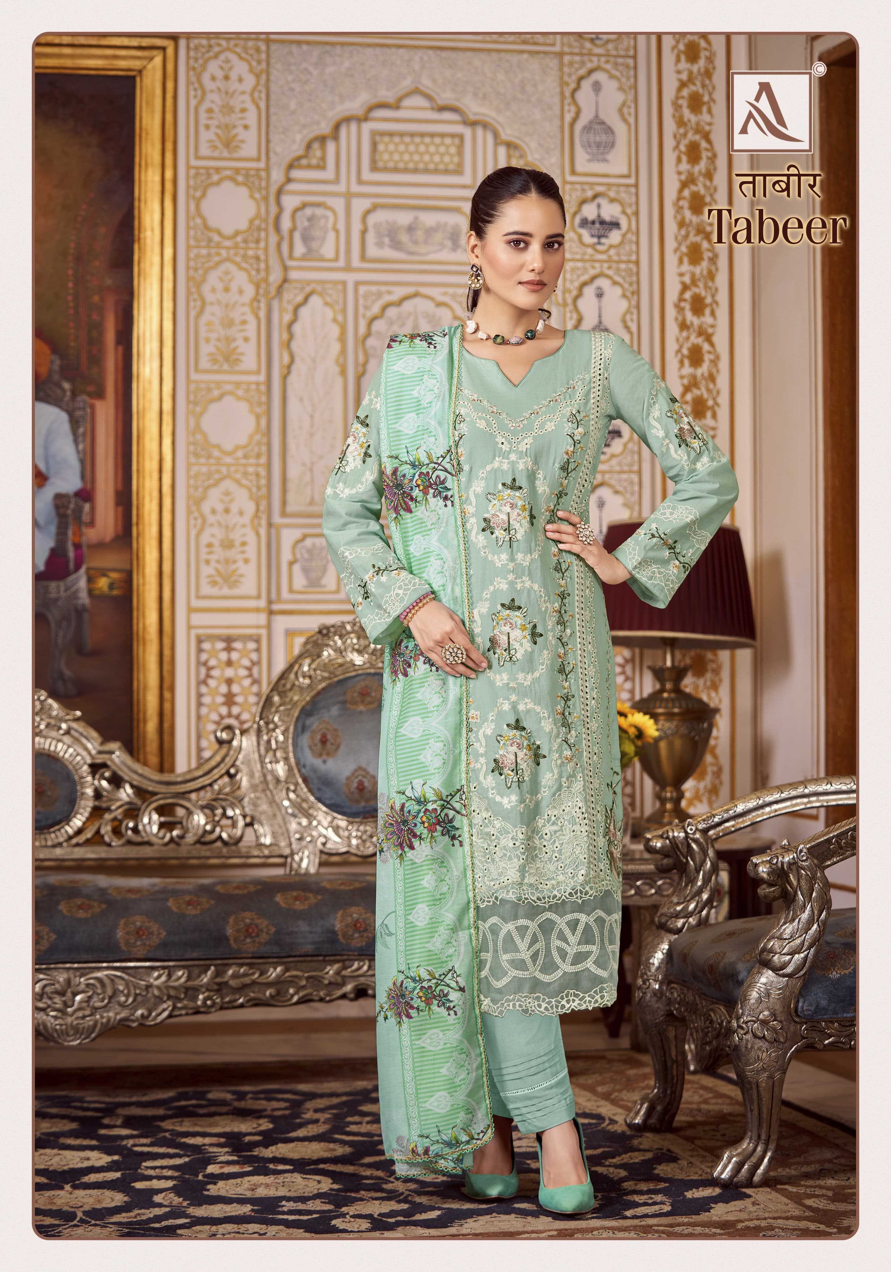 TABEER BY ALOK VISCOSE LAWN PAKISTANI EMBROIDERY WORK DRESS MATERIAL