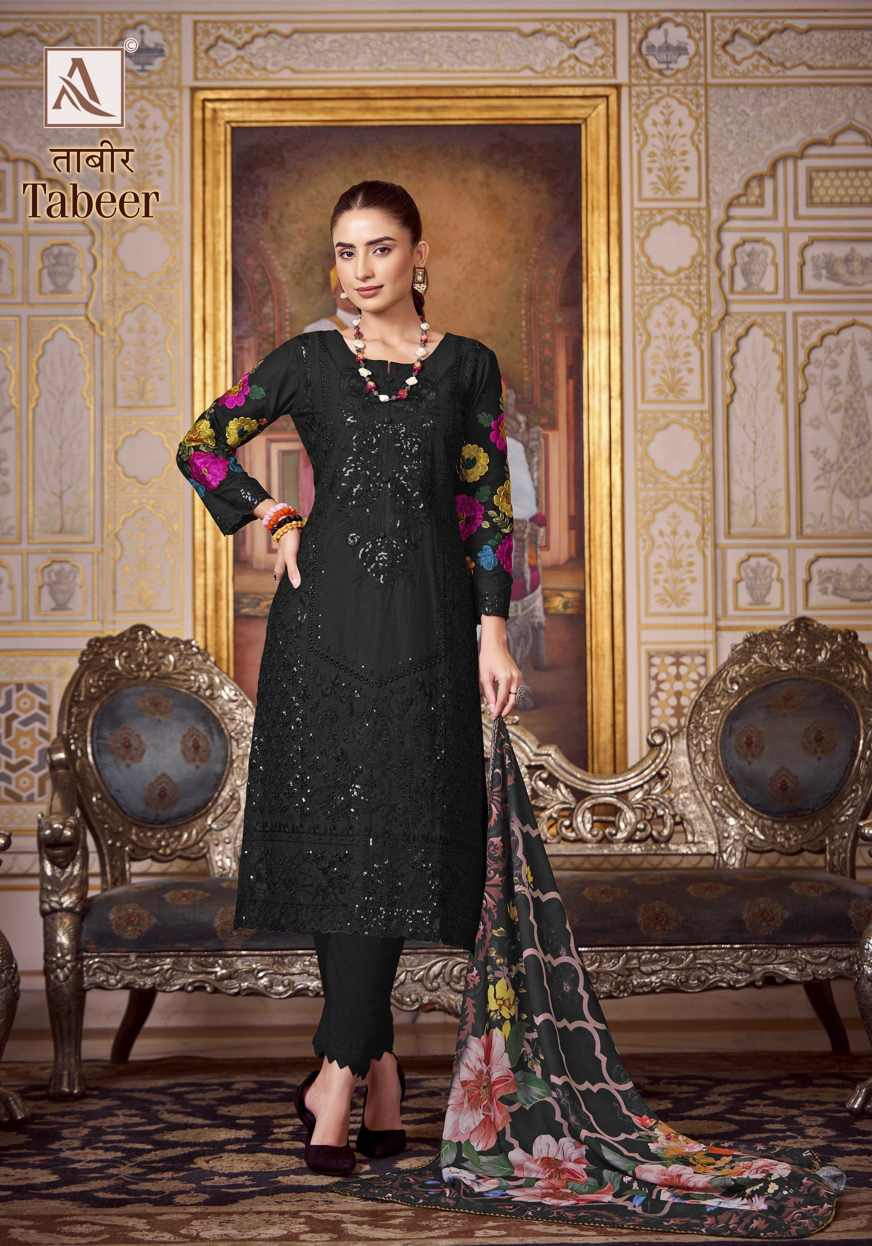 TABEER BY ALOK VISCOSE LAWN PAKISTANI EMBROIDERY WORK DRESS MATERIAL