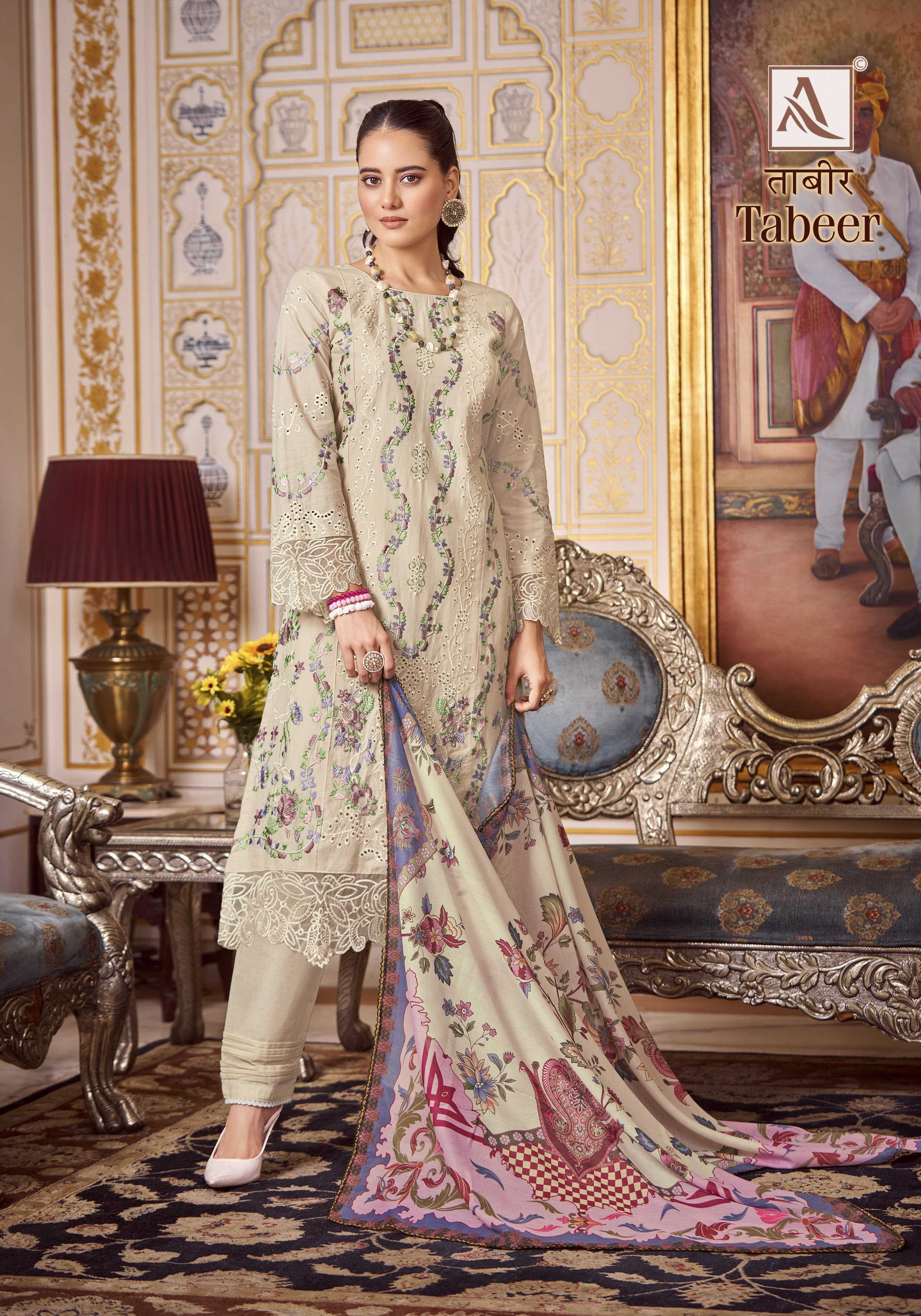 TABEER BY ALOK VISCOSE LAWN PAKISTANI EMBROIDERY WORK DRESS MATERIAL