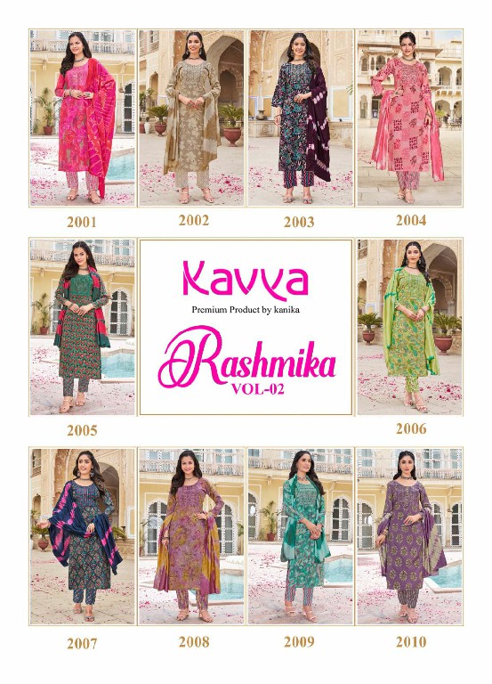 Kavya Rashmika Vol-2 Wholesale Straight V Neck Kurtis With Pant And Dupatta