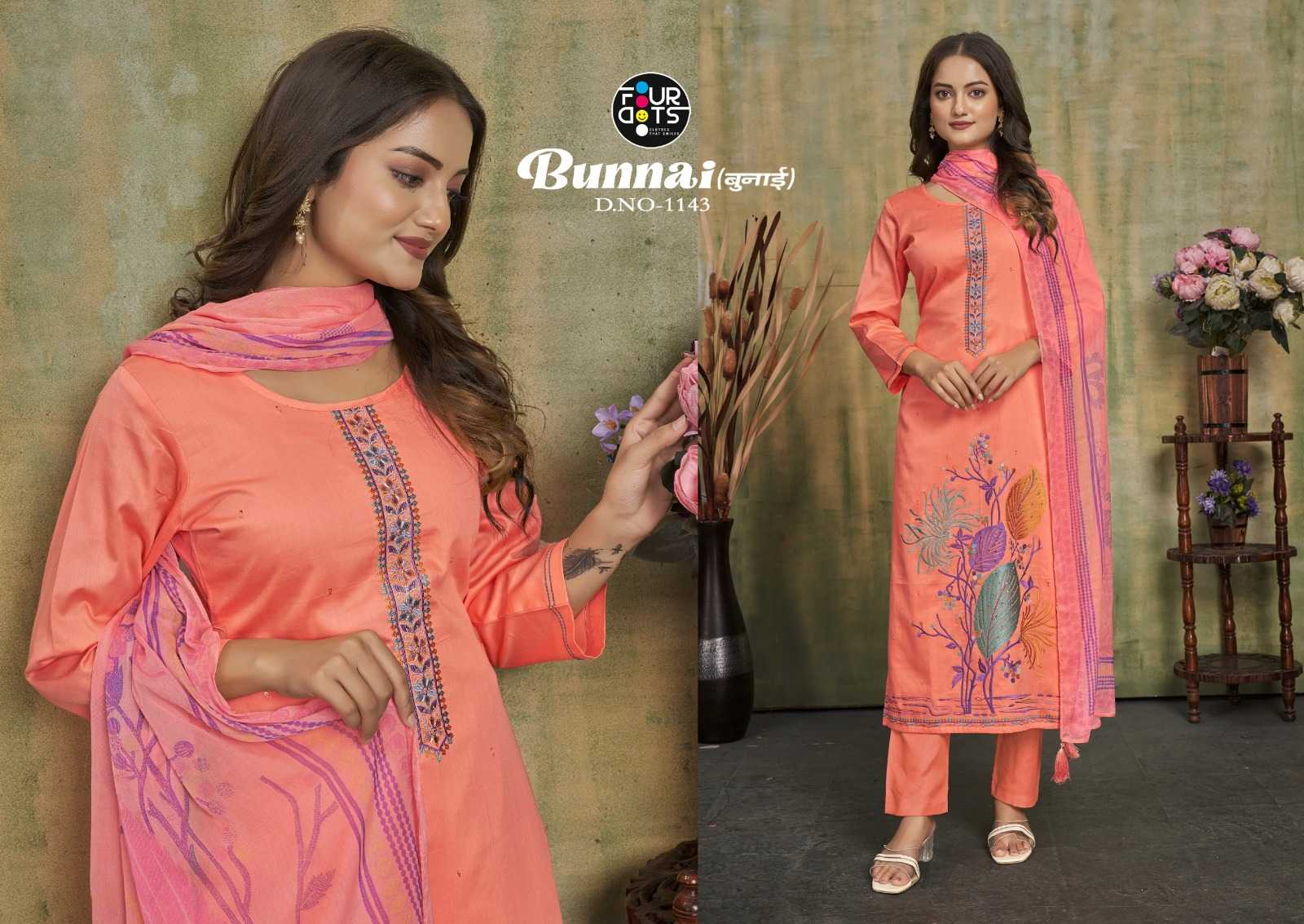 FOURDOTS BUNNAI JAM COTTON FUNCTION STYLE PAKISTANI DRESS MATERIAL EXPORTS