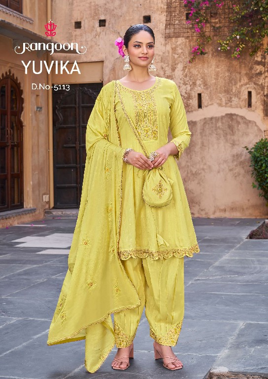 Rangoon Yuvika Wholesale Viscose With Fancy Work Kurtis With Pant And Dupatta