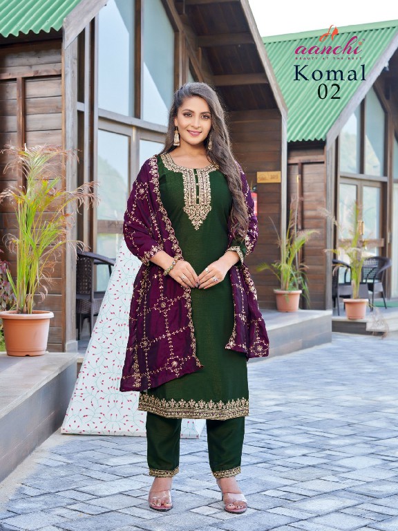 Aanchi Komal Wholesale Readymade Kurti With Pant And Dupatta