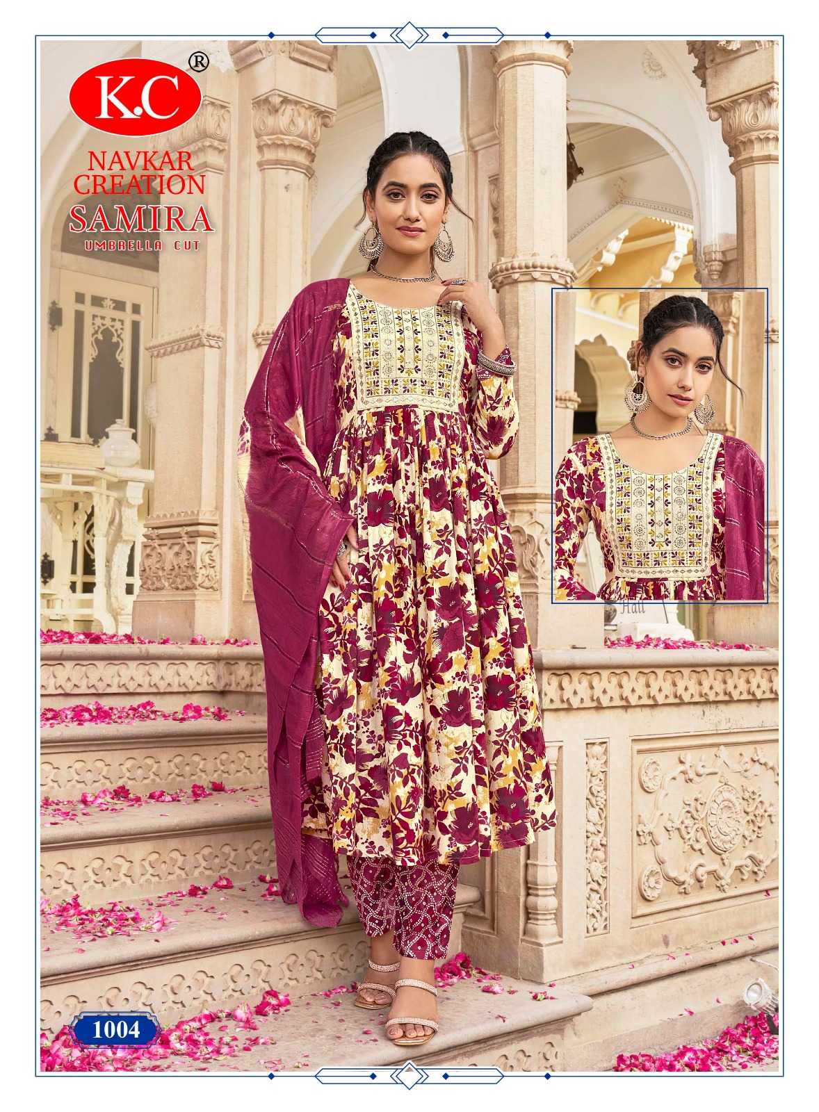 NAVKAR CREATION SAMIRA VOL 1 RAYON PRINT UMBRELLA CUT READYMADE SALWAR SUIT