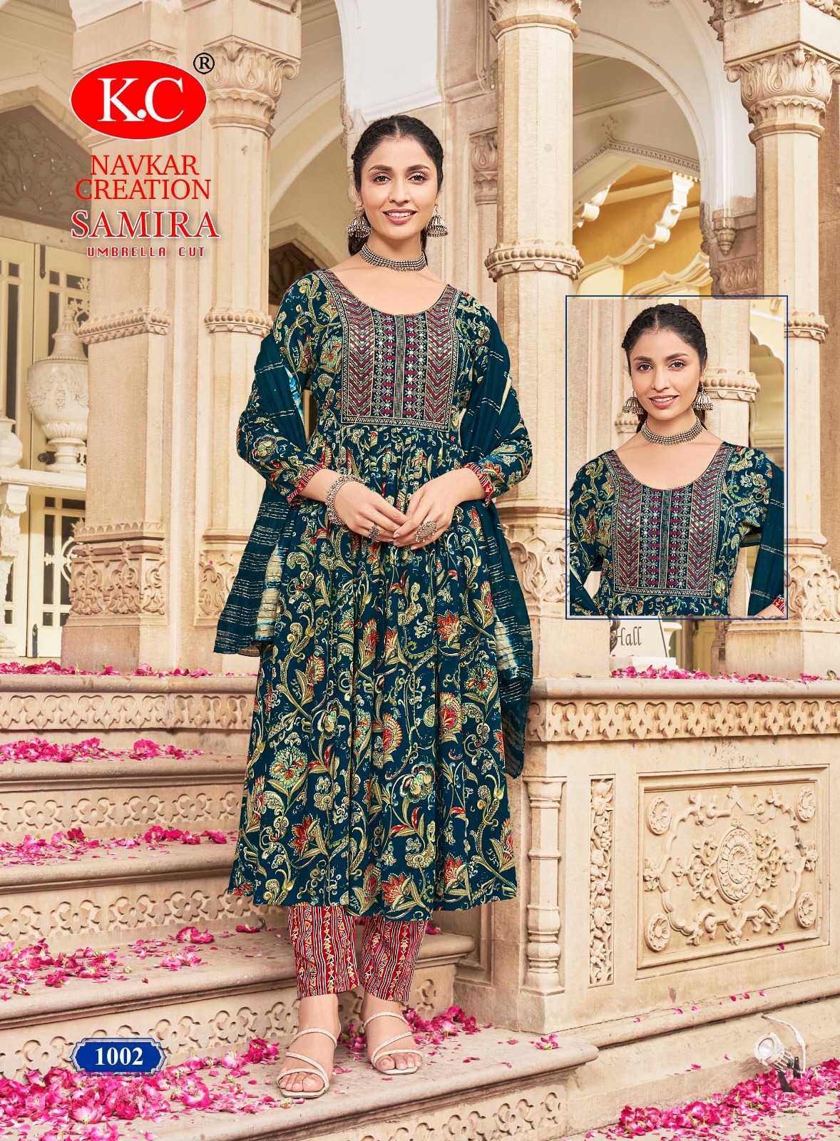 NAVKAR CREATION SAMIRA VOL 1 RAYON PRINT UMBRELLA CUT READYMADE SALWAR SUIT