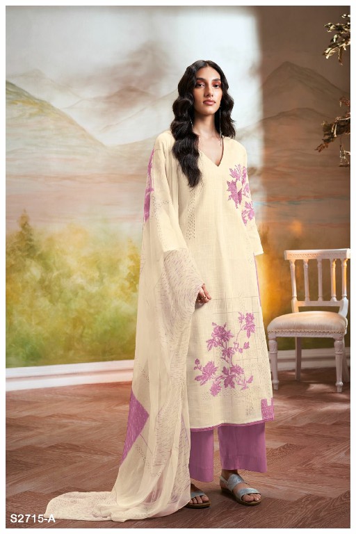 Ganga Nainika S2715 Wholesale Premium Cotton With Work Suits