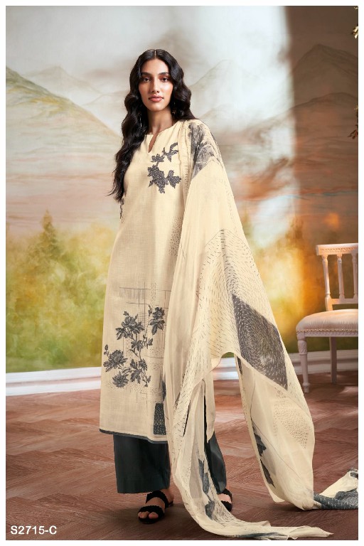 Ganga Nainika S2715 Wholesale Premium Cotton With Work Suits