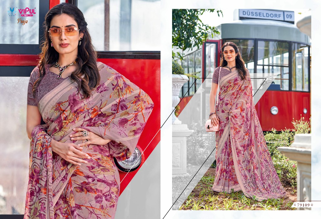 Vipul Pooja Wholesale Designer Chiffon Sarees Collection