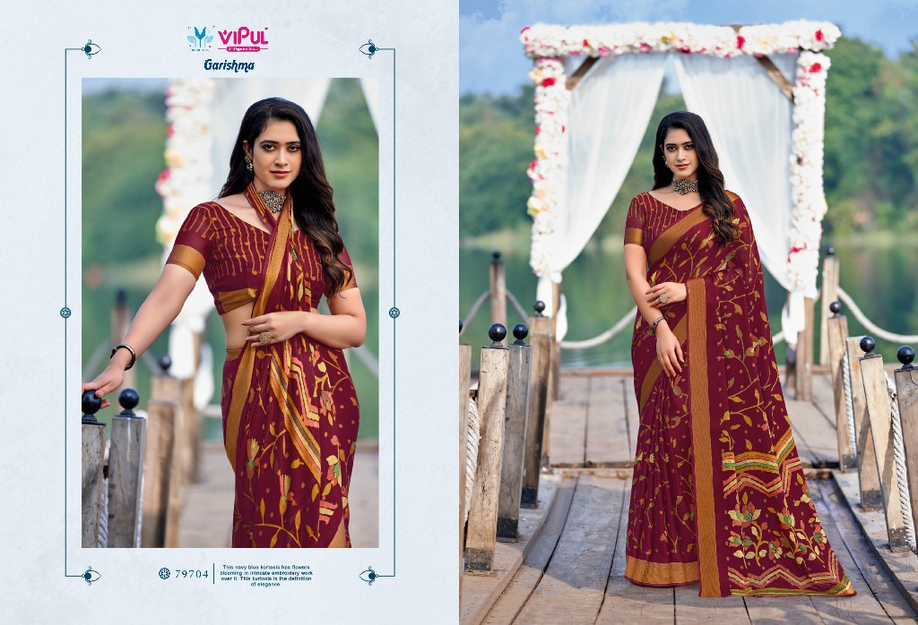 Vipul Garishma Wholesale Designer Chiffon Sarees With Resham Border