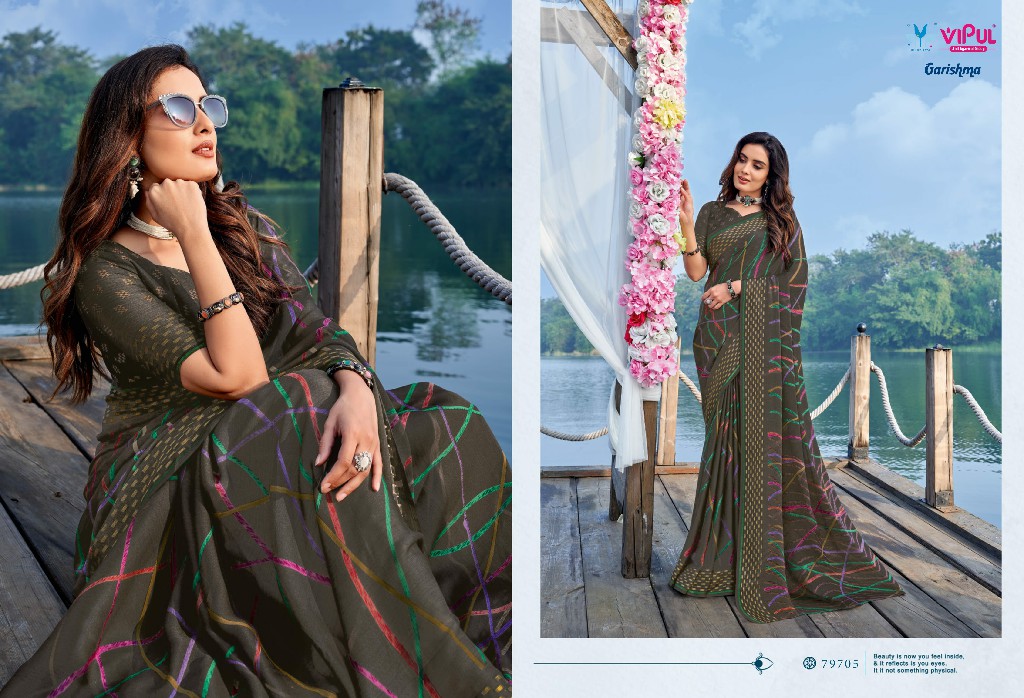 Vipul Garishma Wholesale Designer Chiffon Sarees With Resham Border