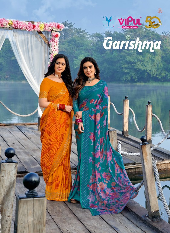 Vipul Garishma Wholesale Designer Chiffon Sarees With Resham Border