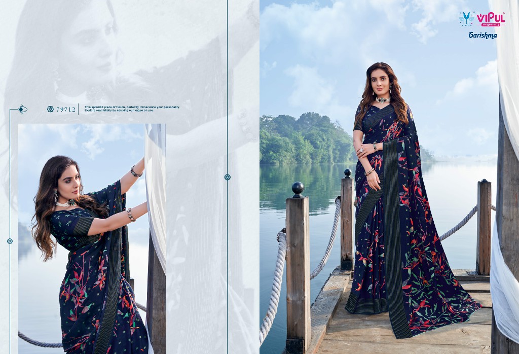 Vipul Garishma Wholesale Designer Chiffon Sarees With Resham Border