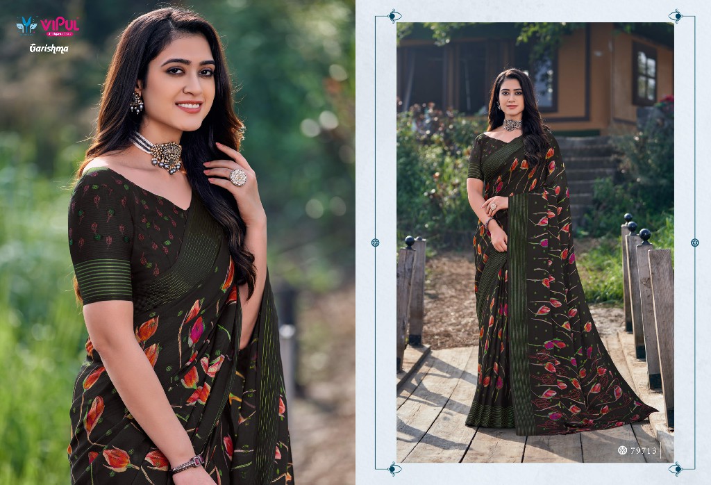 Vipul Garishma Wholesale Designer Chiffon Sarees With Resham Border