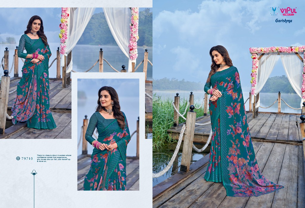 Vipul Garishma Wholesale Designer Chiffon Sarees With Resham Border