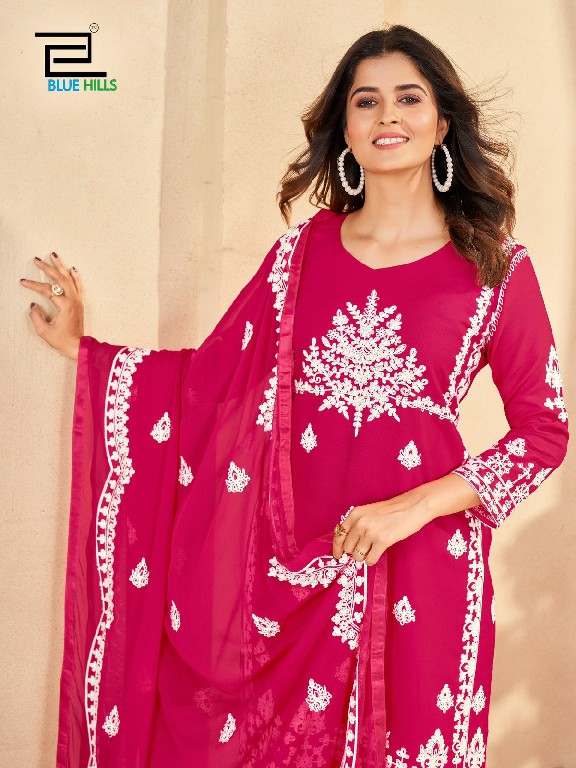 Blue Hills Galaxy Wholesale Chain Stitch Embroidery 3 Piece Suits